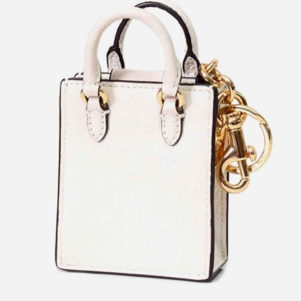 Coach White Mini Bag Charm with Gold Hardware